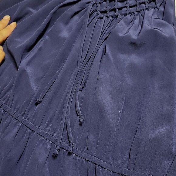 Rebecca Taylor Marine Blue Macrame Maxi Dress, Size 8, 100% Silk, NWT - Picture 6 of 10